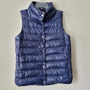 Polo Golf Ralph Lauren Down Vest Navy Blue Orange Snap Up Puffy